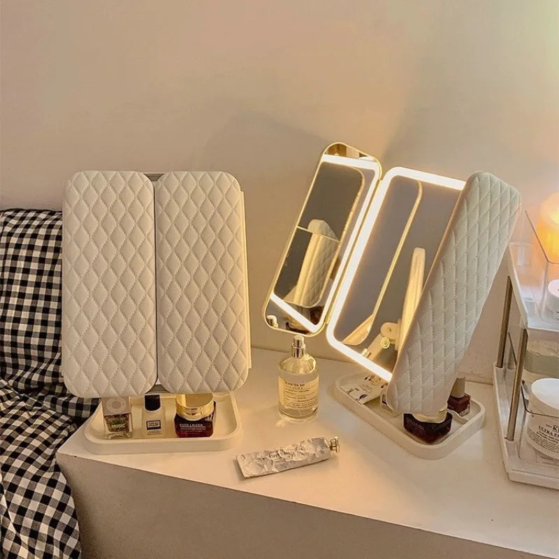 Trifold Makeup LED Mirror