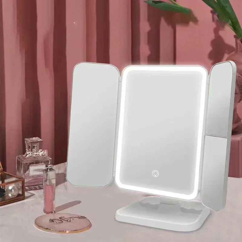 Trifold Makeup LED Mirror
