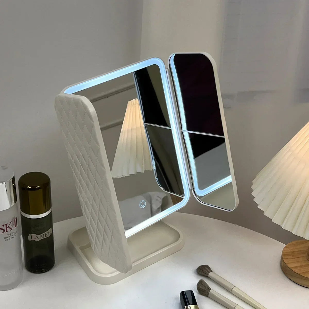 Trifold Makeup LED Mirror